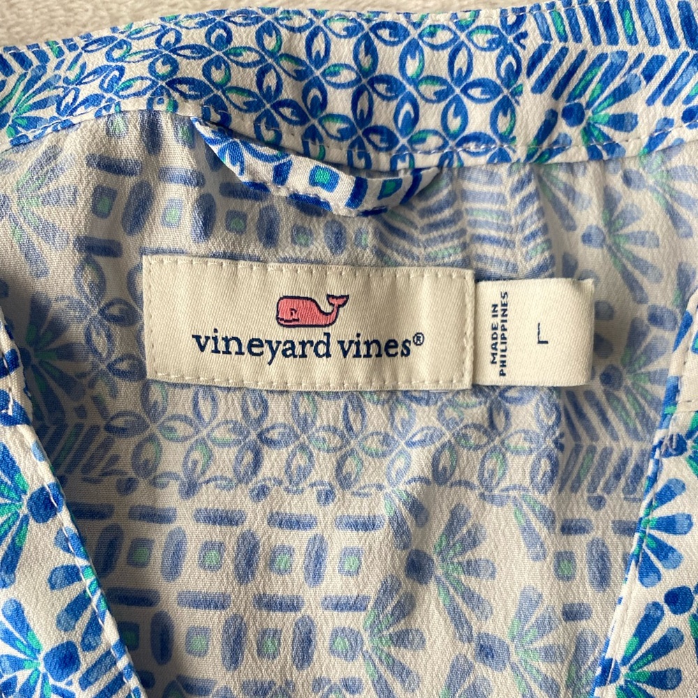 Vineyard Vines Sky Blue Printed Smocked Mini Dress - Picture 10 of 14